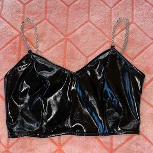 Leather cropped tank